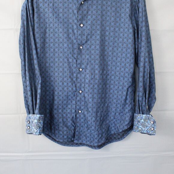 Robert Graham Shirt Mens Medium Diamante Button Up Contrast Cuffs Blue Collared - Picture 4 of 11